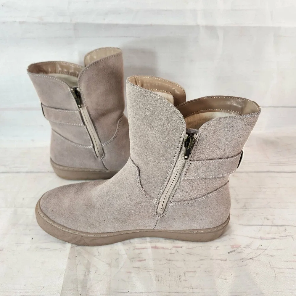 Jambu Boots Waterproof Beige Suede Fur‎ Lined Winter - Women's Size 8
